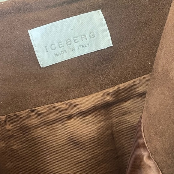 VINTAGE ICEBERG elegant BROWN Swede zippers SKIRT - Picture 11 of 16